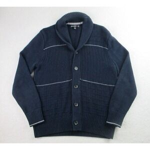 Banana Republic Mad Men‎ Cardigan Sweater Mens Large Navy Shawl Neck Long Sleeve